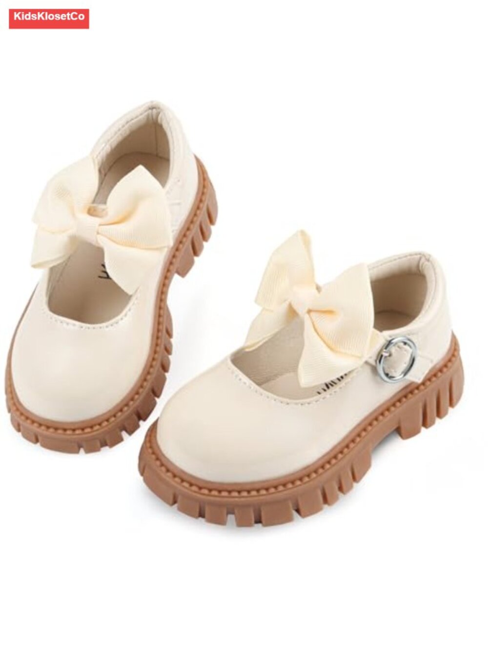 Girls Bow Mary Jane Dress Shoes Round Toe Non-Slip Toddler